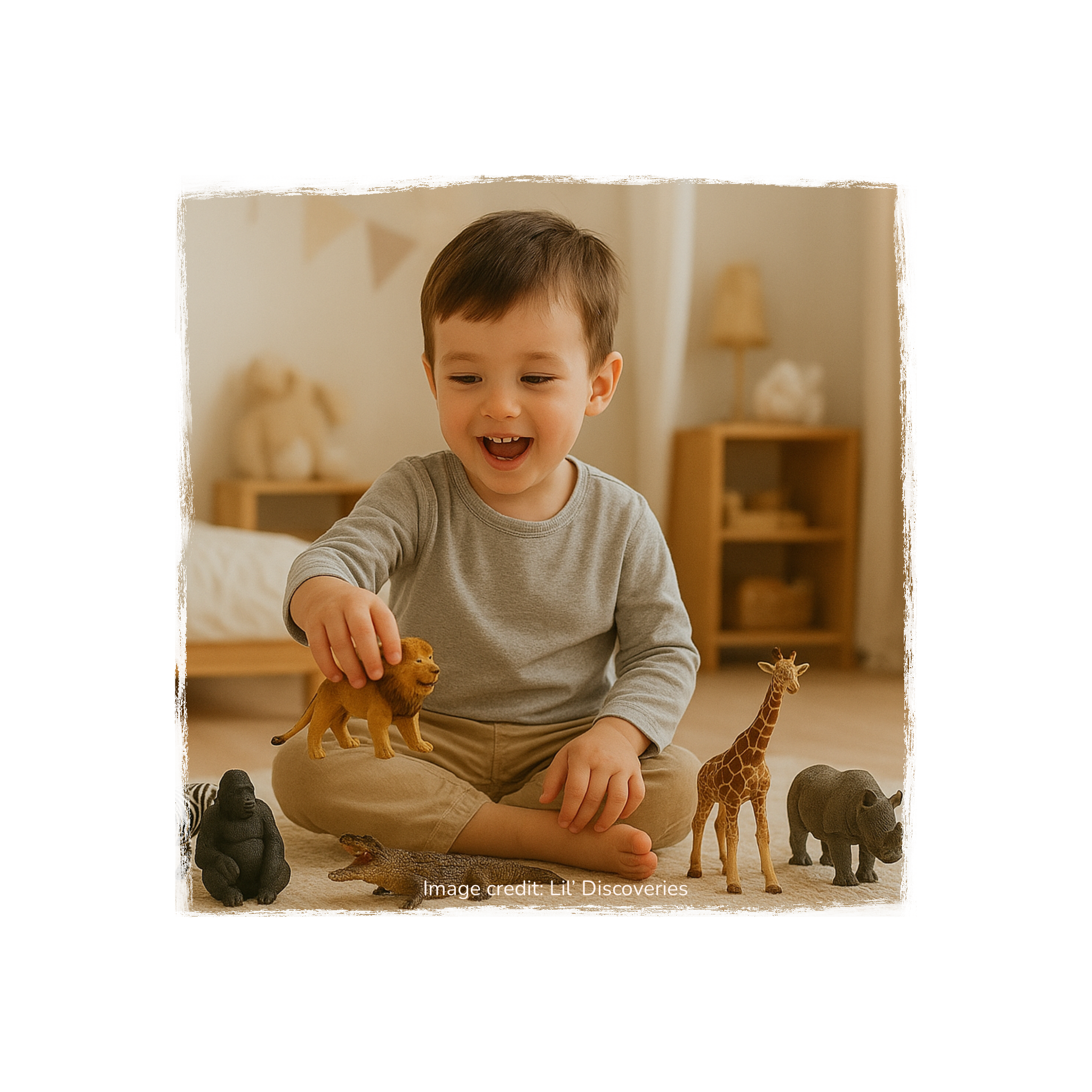 child playing with Schleich figurines